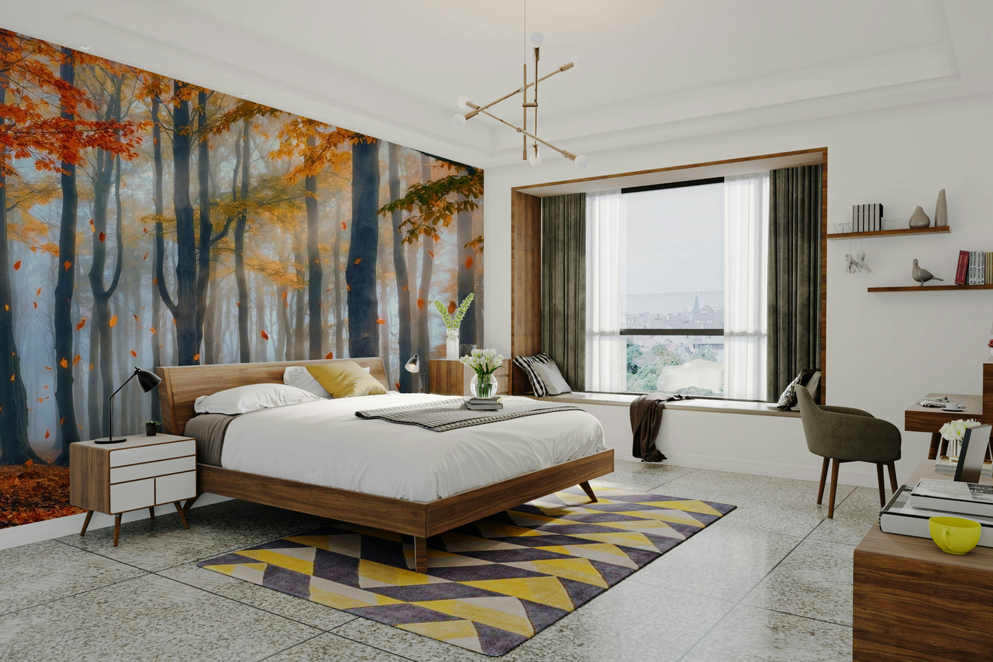 The room's lighting highlights the peaceful feel of the pattern.

