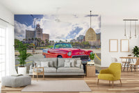 The mural has a modern, chic feel.

