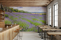 The wallpaper is perfect for a peaceful space.

