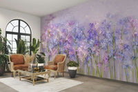 The wallpaper is perfect for a peaceful space.

