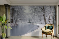 A close-up of the delicate buildings and snow.

