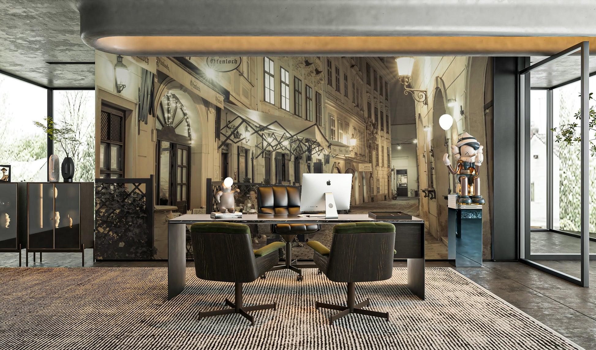 A high-quality print of a classic city scene.

