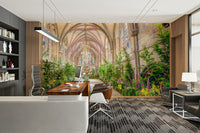 The wallpaper is perfect for a peaceful space.

