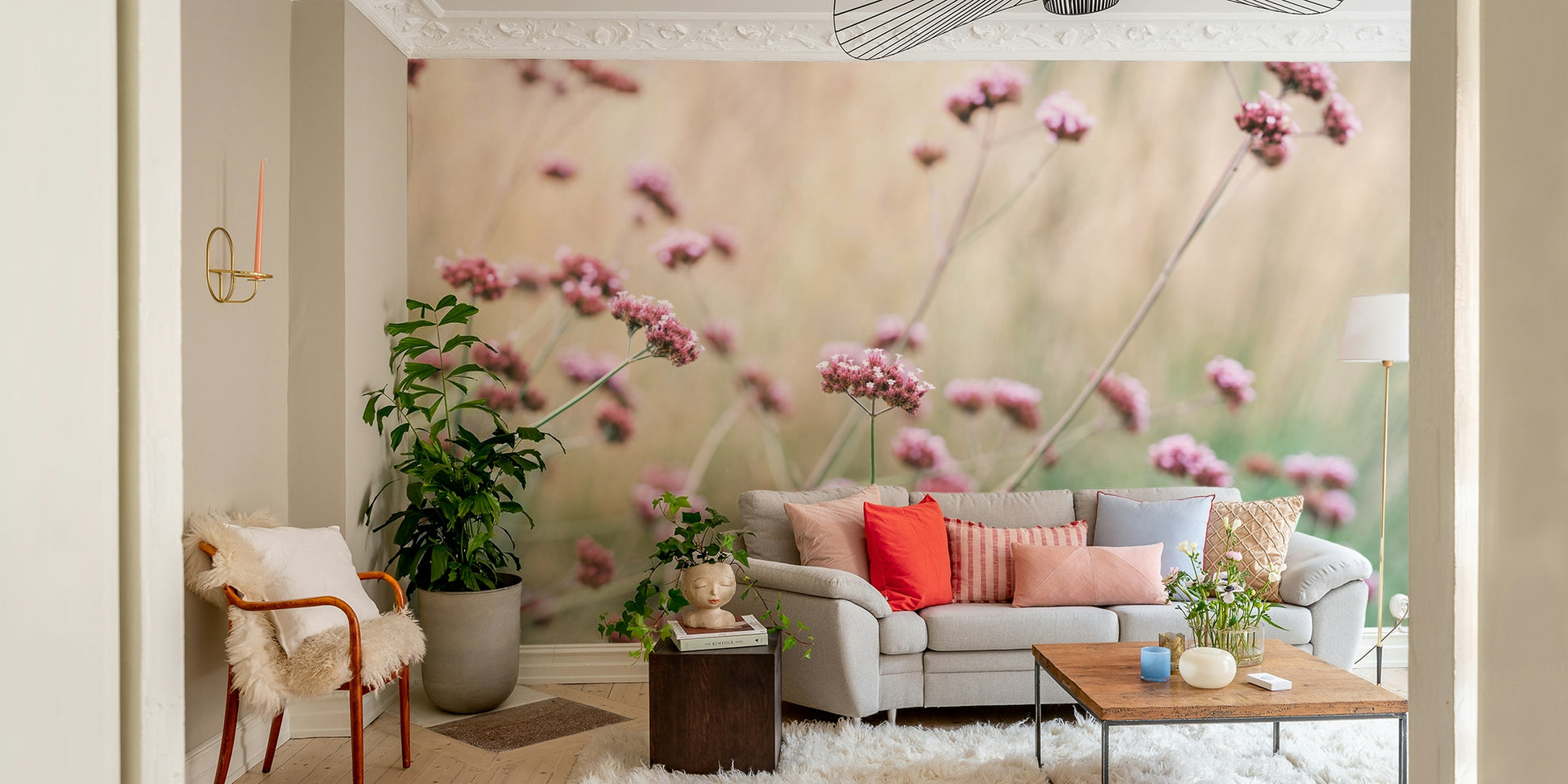 A seamless pattern for a bedroom or living room.

