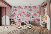 The wallpaper is perfect for a peaceful space.

