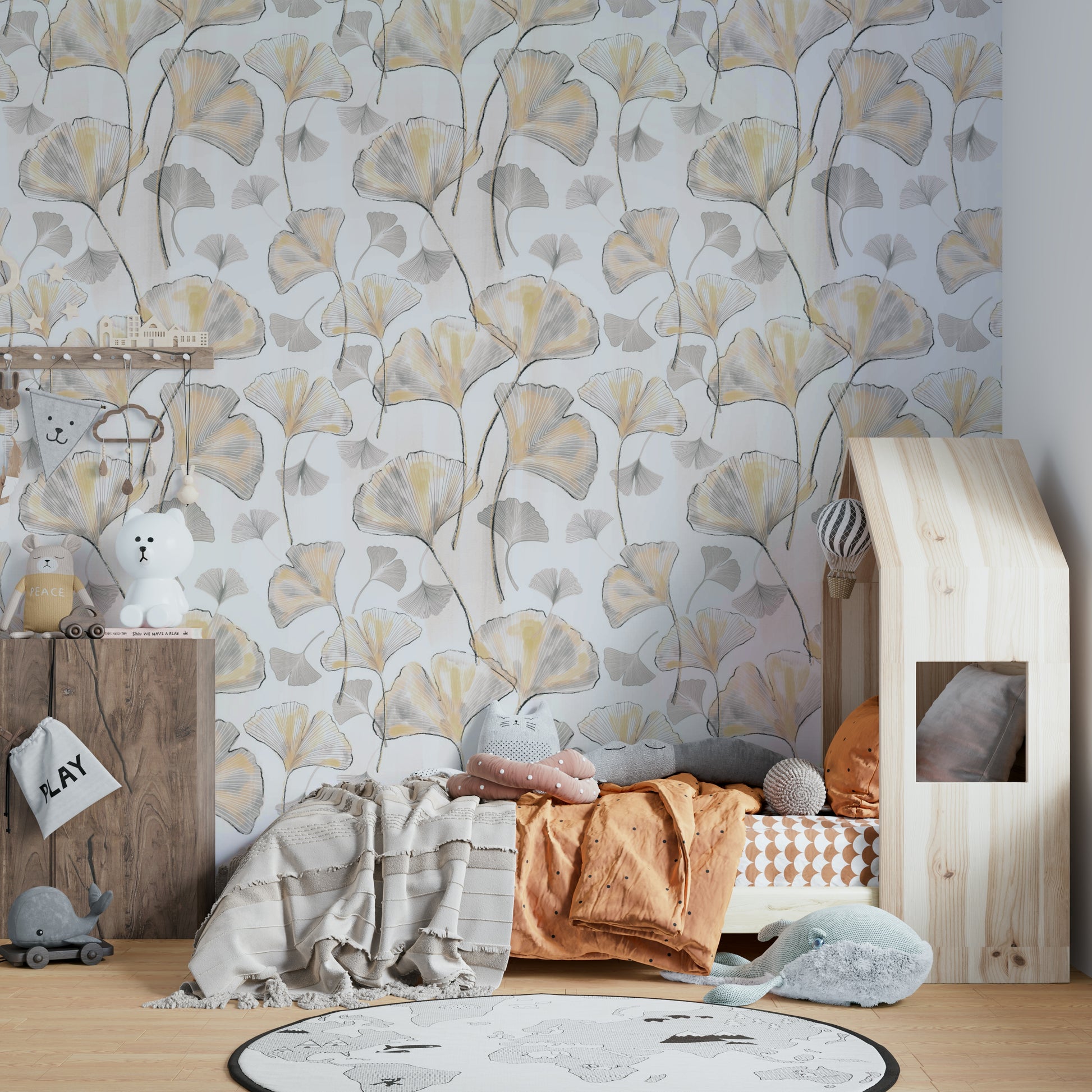 The wallpaper shows a gentle, flowing design.

