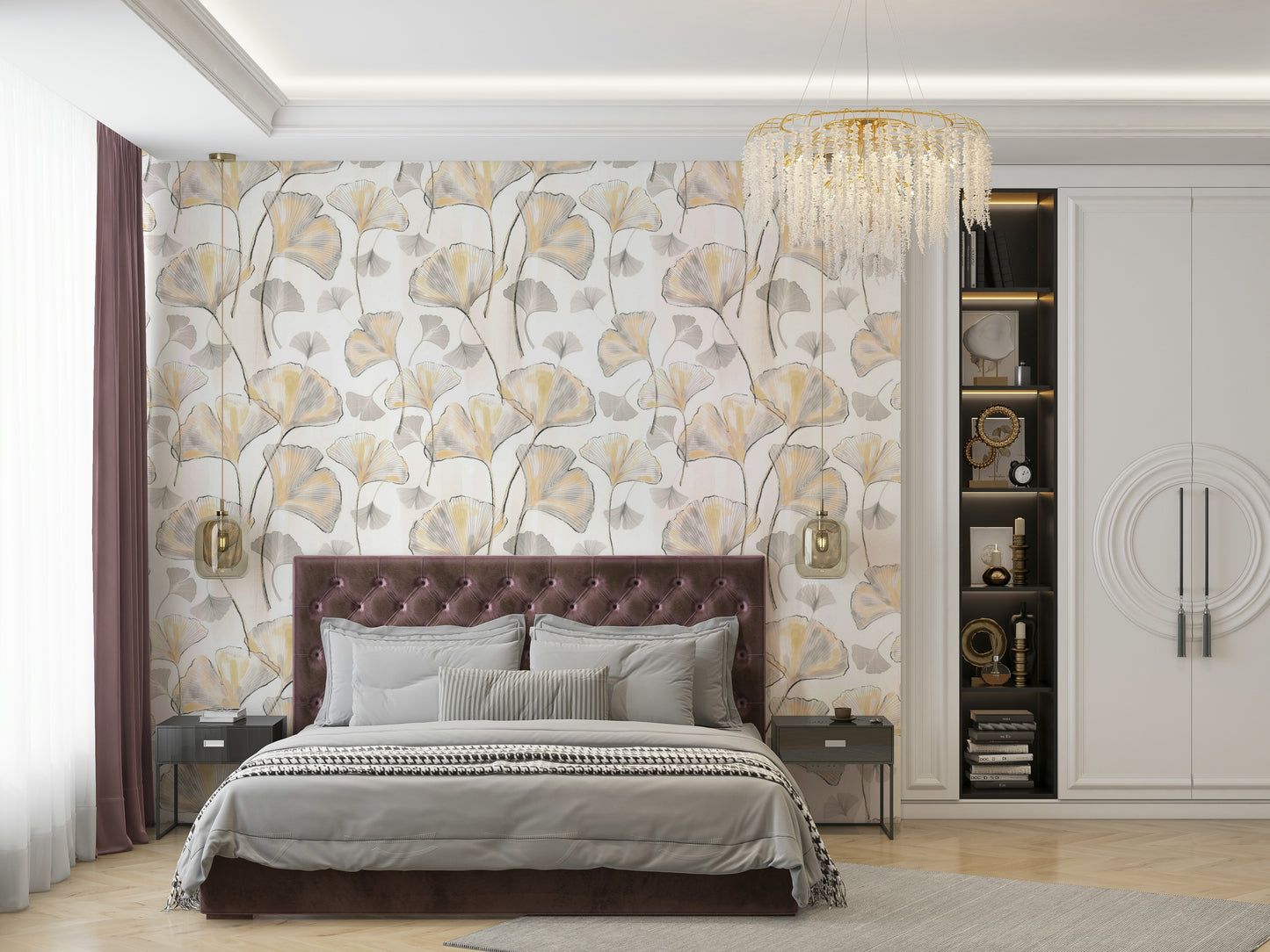 The mural has a soft, graceful feel.

