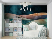 The mural has a modern, chic feel.

