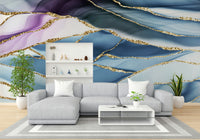 Wall mural with gilded horizon marble.

