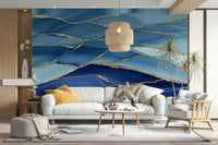 The mural shows a beautiful, abstract flowing design.

