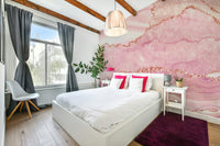 The mural shows a beautiful, abstract flowing design.

