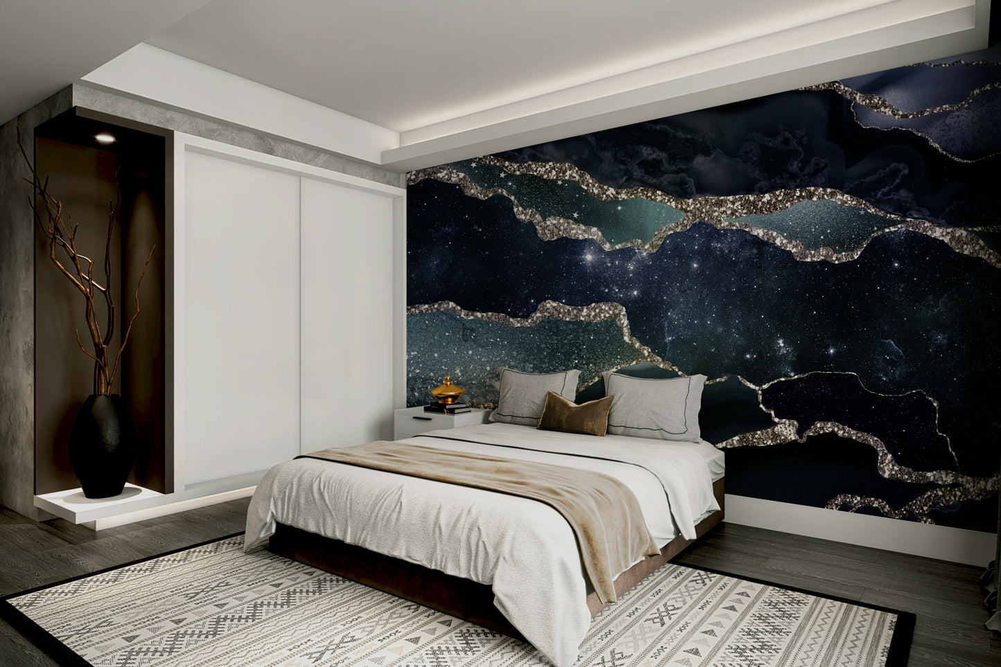 Wall mural with a stardust veins pattern.

