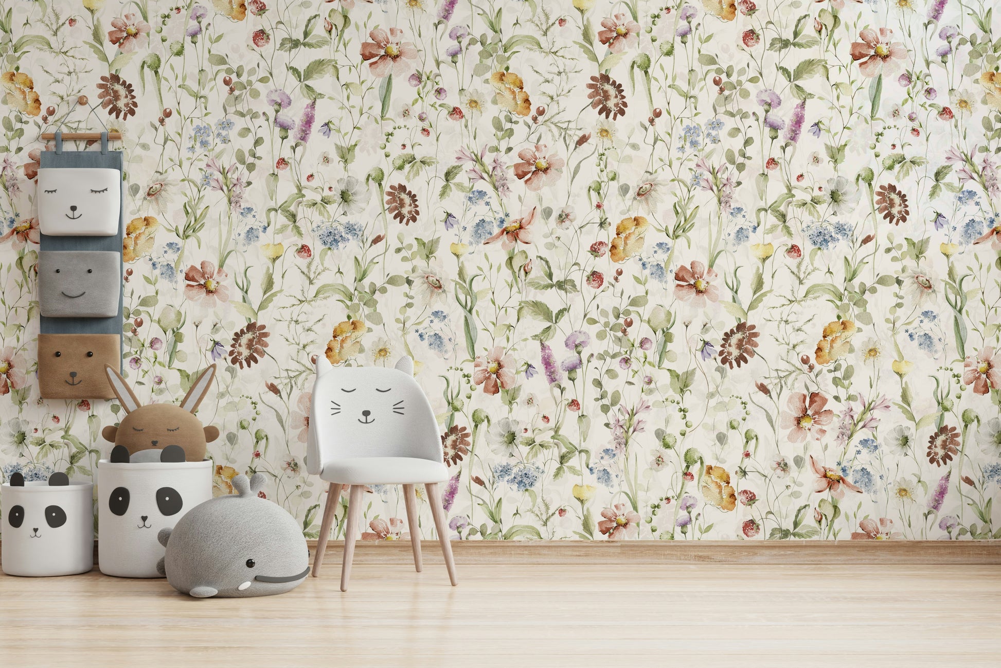 A watercolor print of a scenic meadow.

