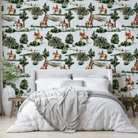 The wallpaper has a traditional, classic style.

