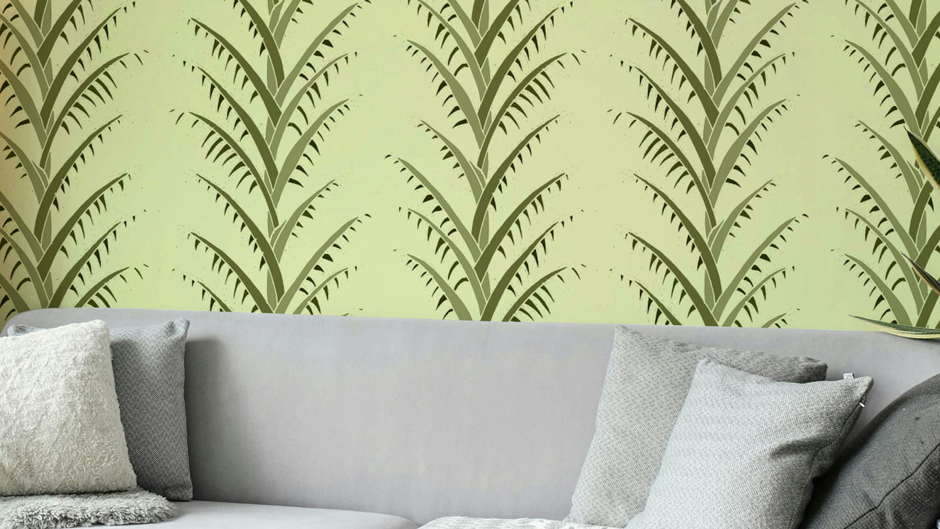 simple olive green palm leaves wallpaper

