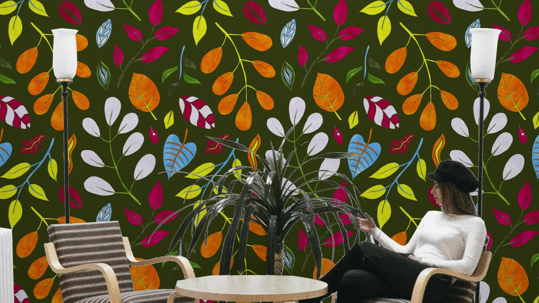 colorful wild garden forest green wallpaper

