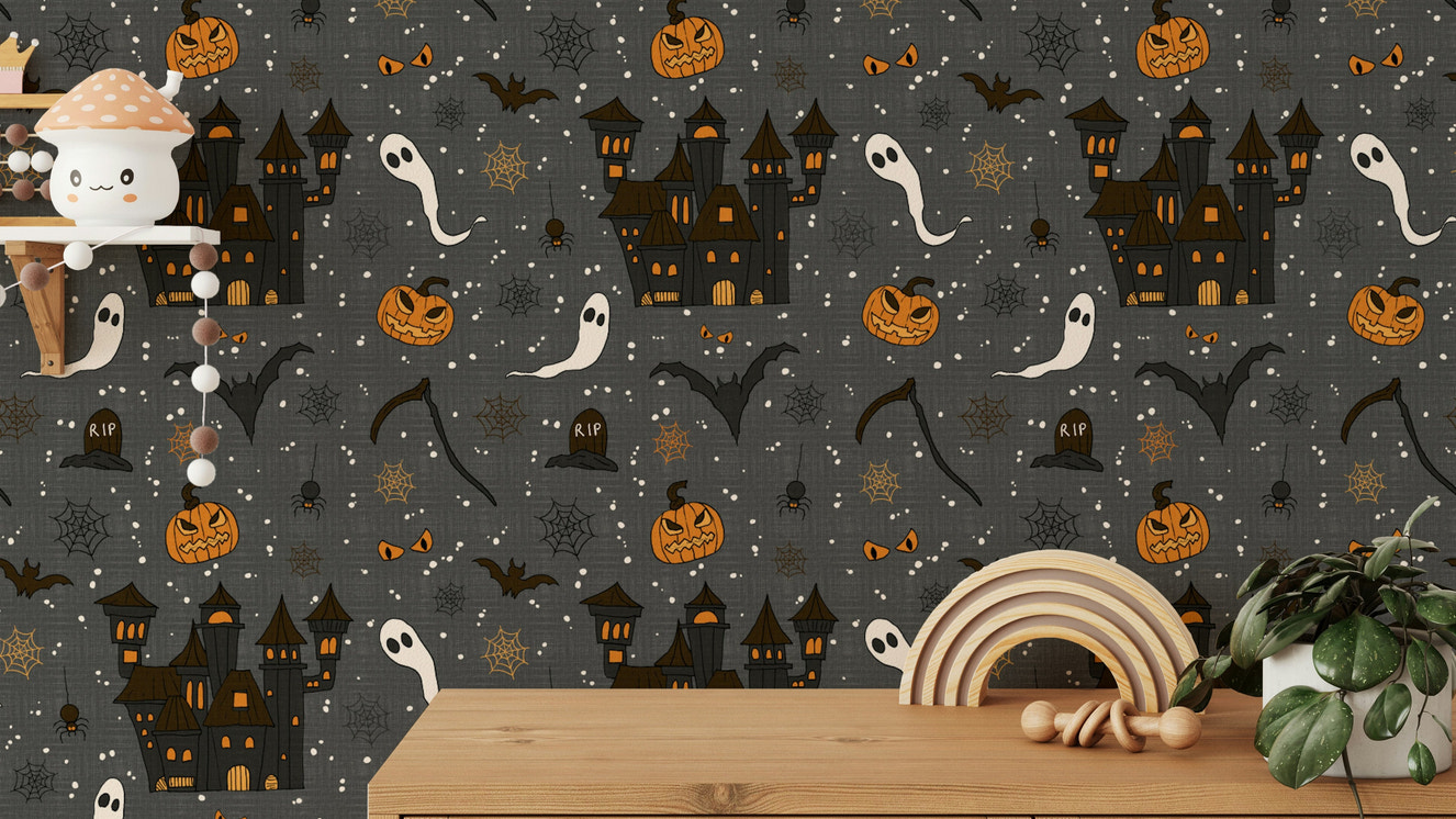 Phantom Castle Graveyard Gray haunted decor.
