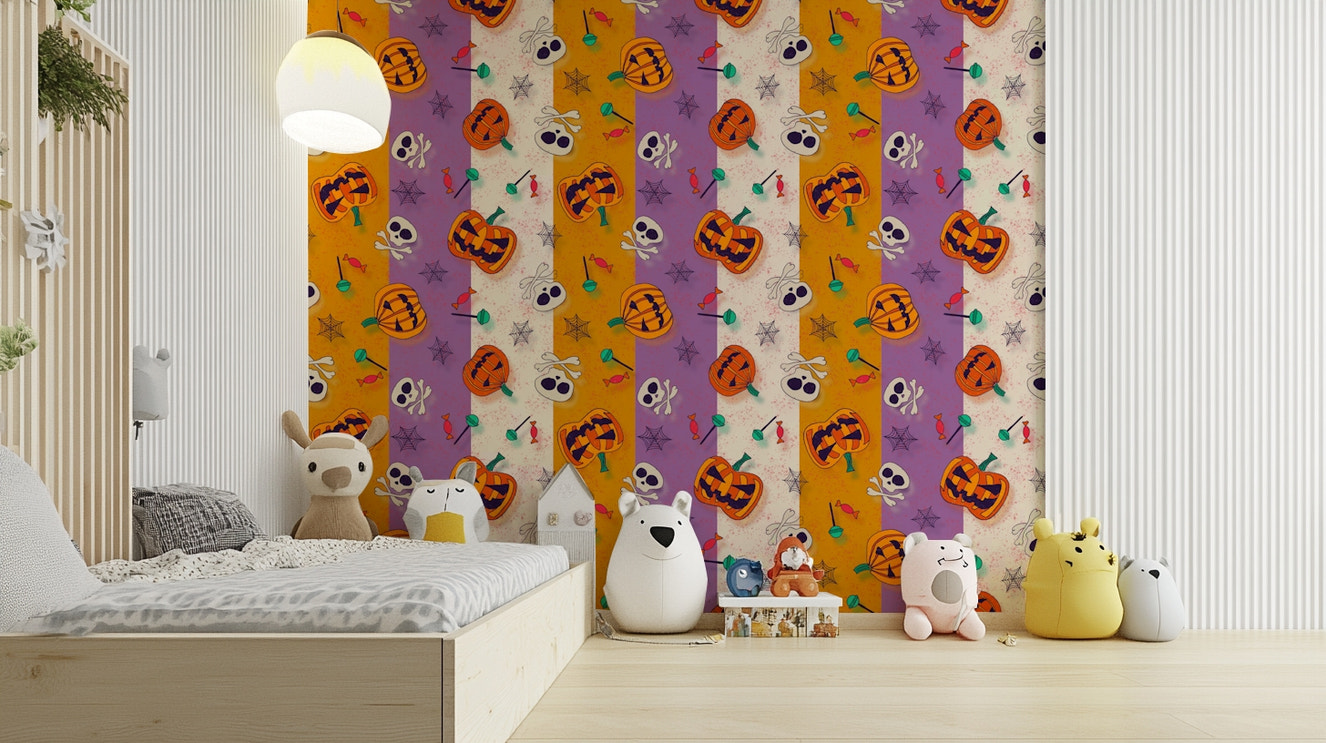 Festive Halloween Pattern Wallpaper⁠