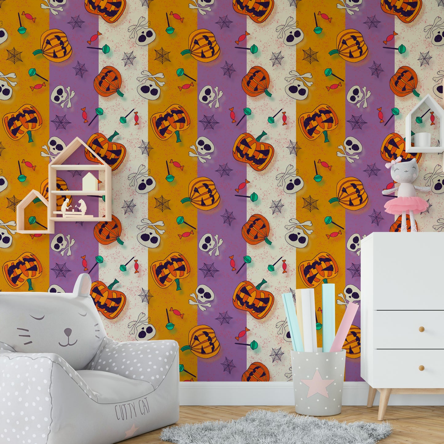 Festive Halloween Pattern Wallpaper⁠