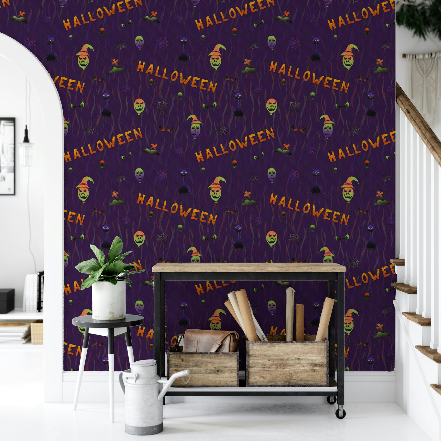 Scary Halloween Purple Wallpaper bedroom
