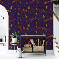 Scary Halloween Purple Wallpaper bedroom
