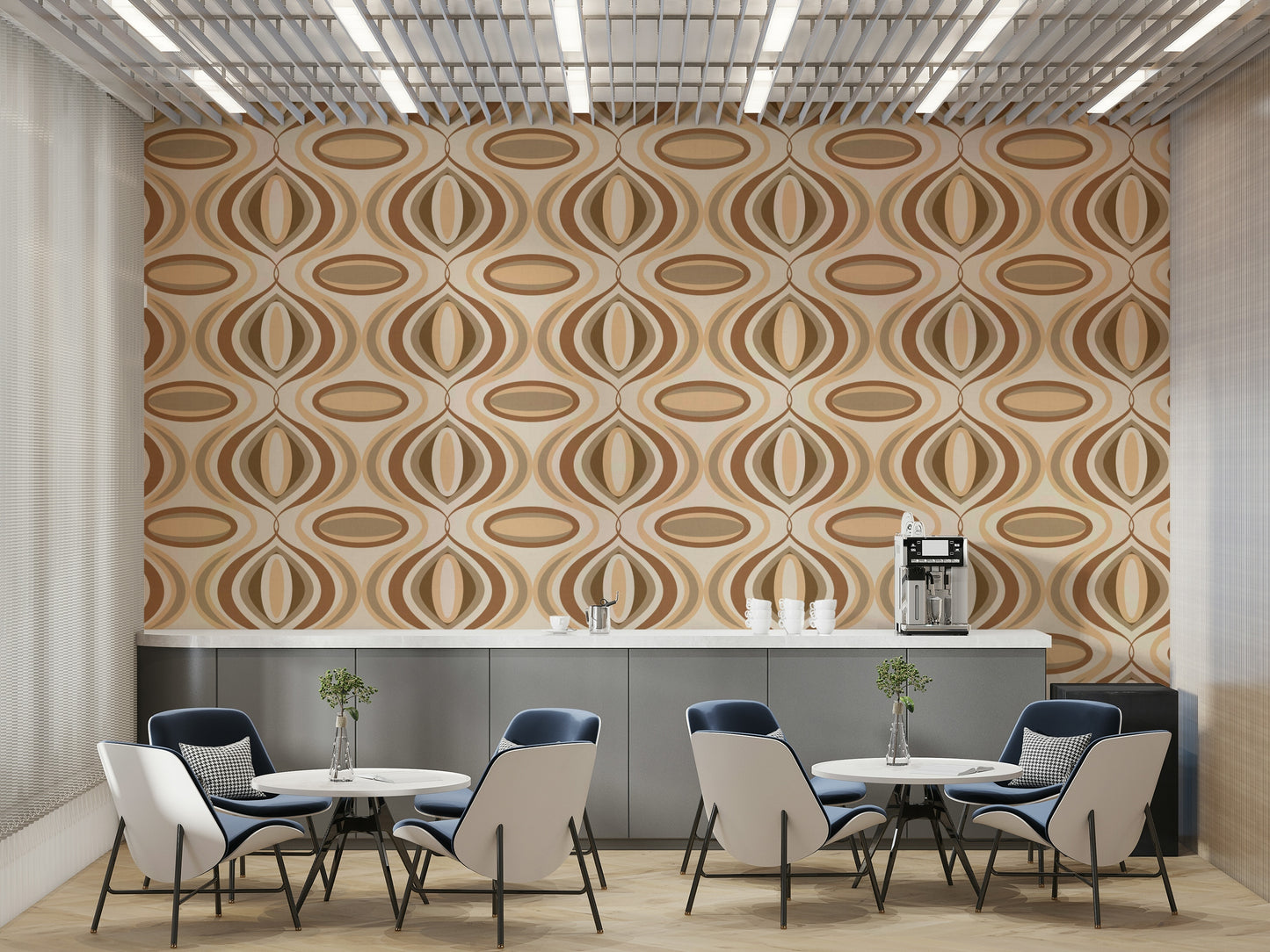 The overall feeling is one of calm, nostalgia, and retro style.
