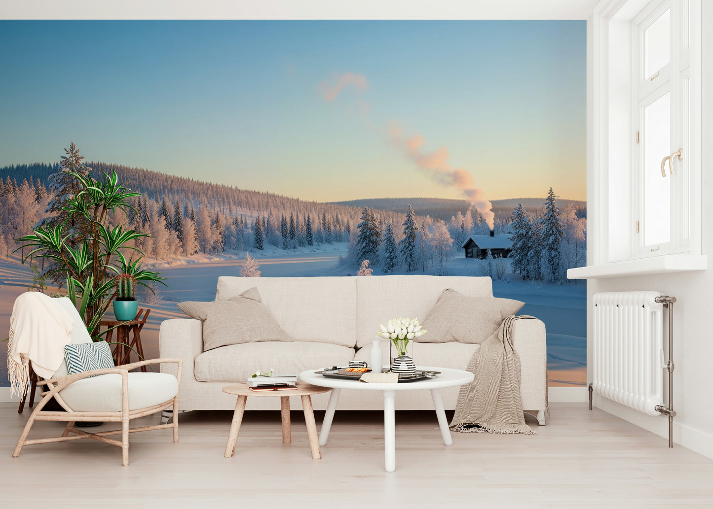 Winter's Light Cabin Wall Mural