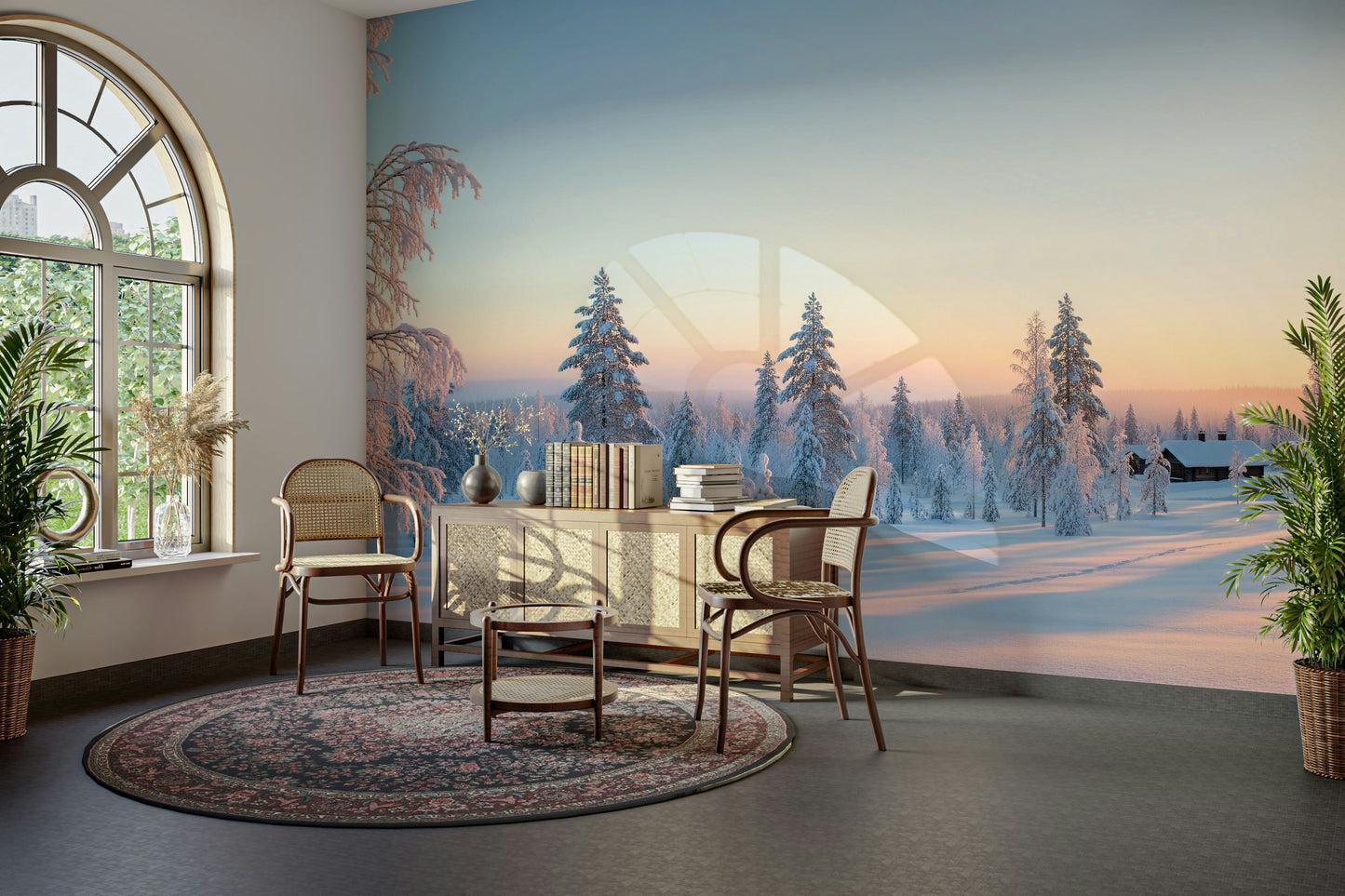 Soft, golden sunlight is filtering through the trees, casting long shadows.
