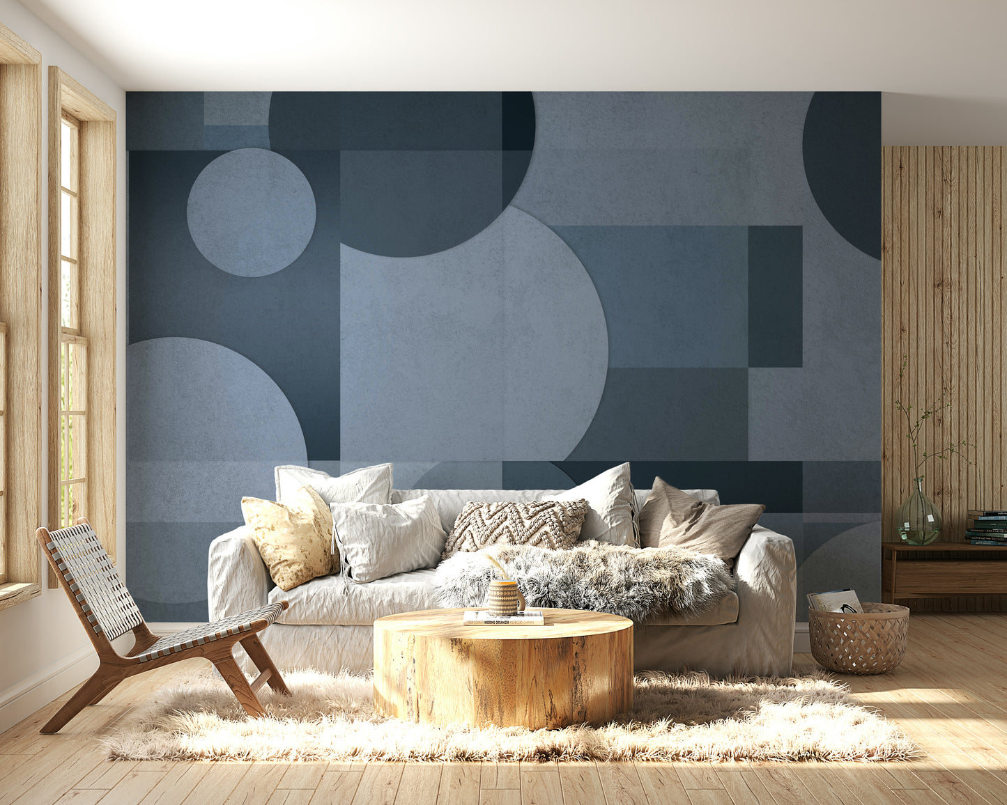 The design features various shapes and forms.

