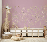 The background is a calm mauve color.

