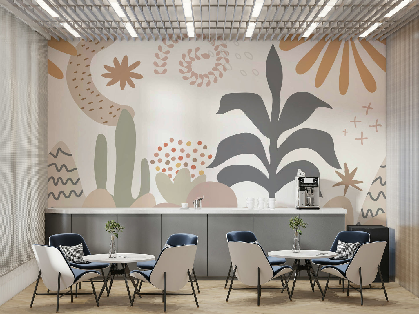 The composition is a repeating, soft botanical pattern.

