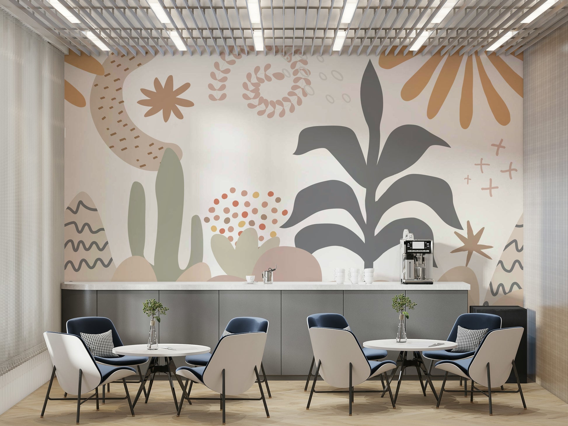 The composition is a repeating, soft botanical pattern.

