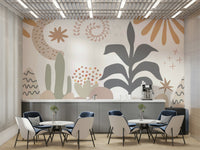 The composition is a repeating, soft botanical pattern.

