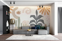 The design features soft, stylized leaves and plants.

