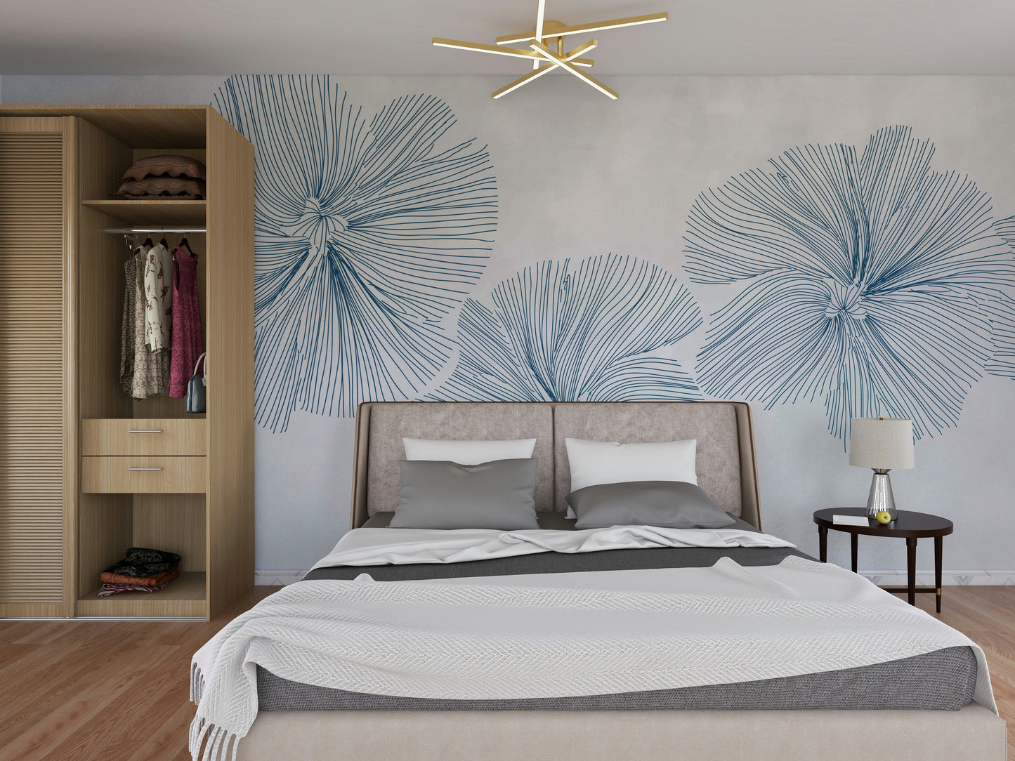 The colors are soft and gentle, with pale grays, beiges, and muted tones.

