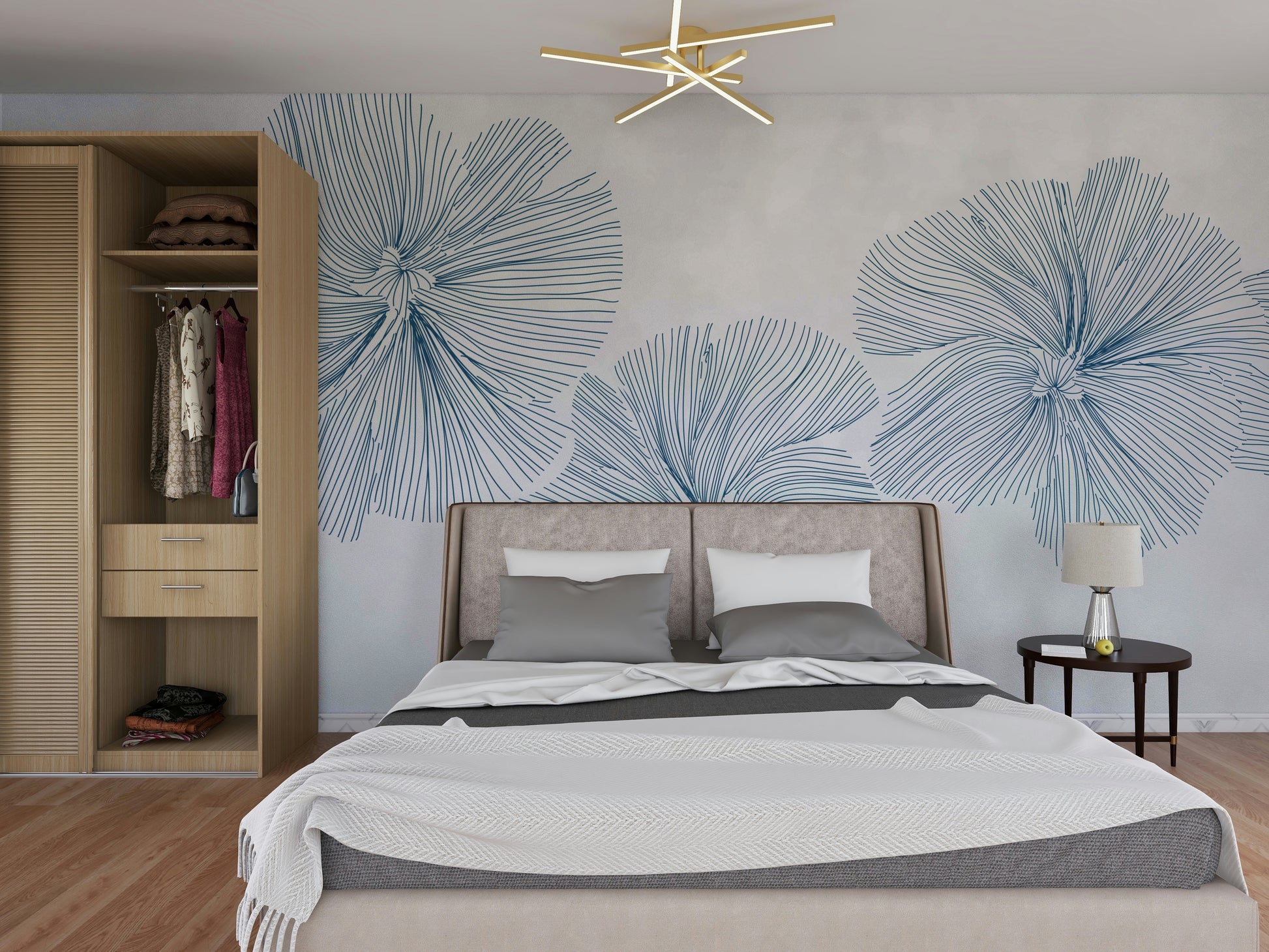 The colors are soft and gentle, with pale grays, beiges, and muted tones.

