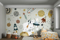 The colors are soft and gentle, with pale blues, purples, and yellows.

