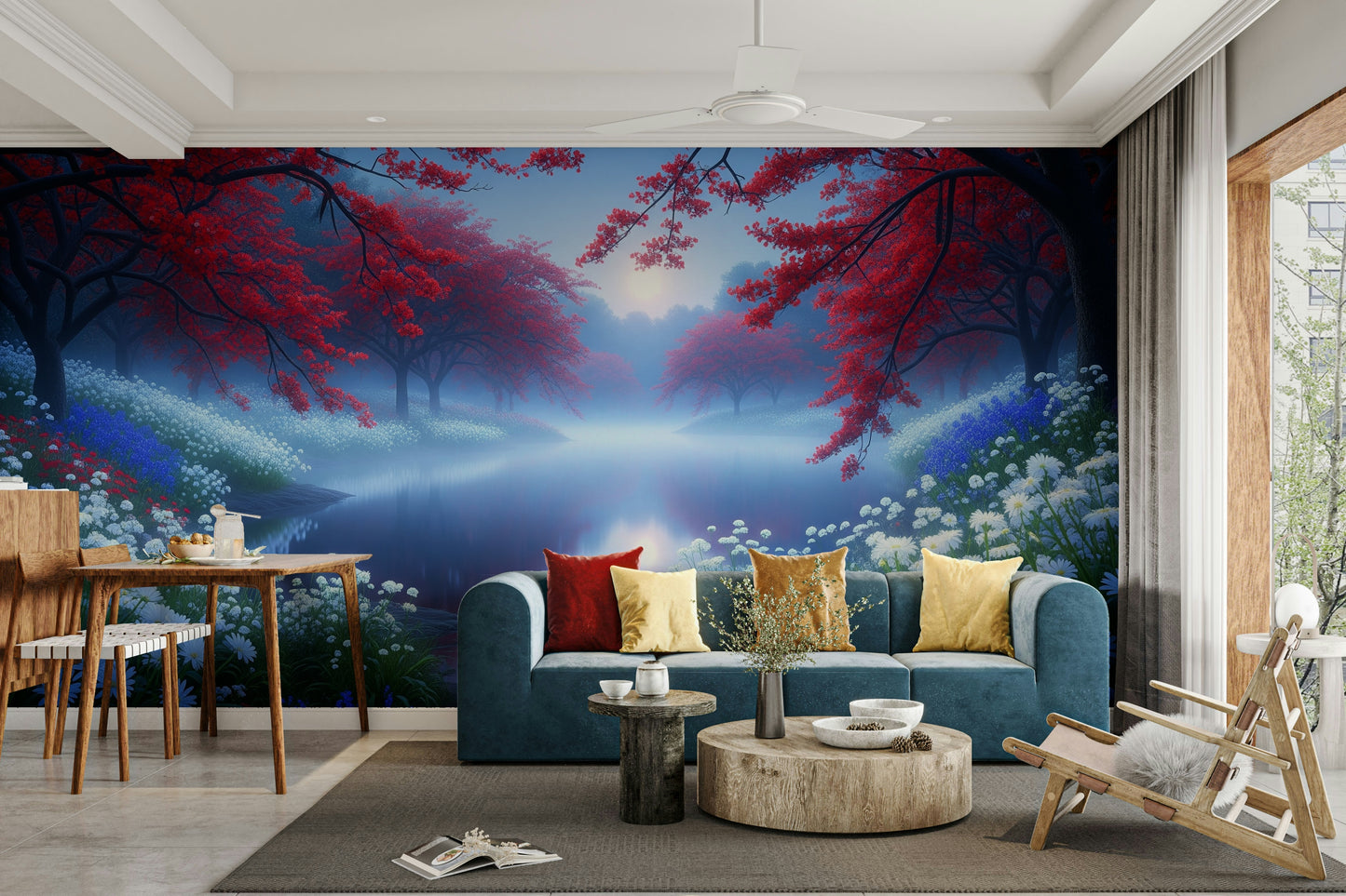 The composition is a wide, landscape view of the lake.

