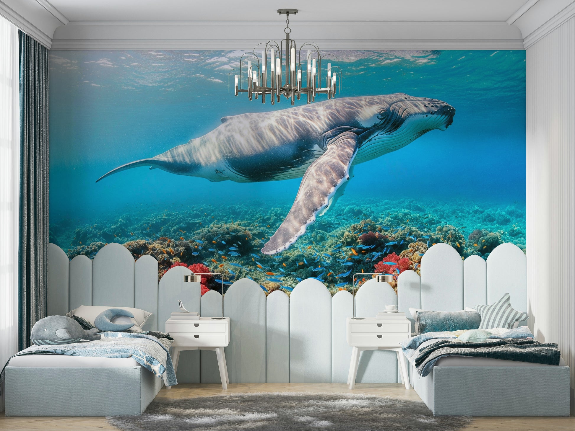 The colors are soft and gentle, with pale blues, greens, and muted tones.

