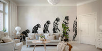 An educational wall mural illustrating human evolution.

