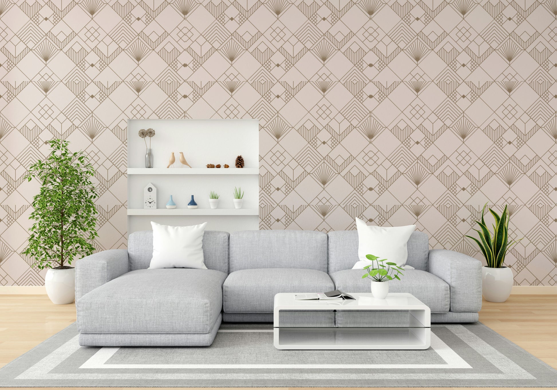 A peaceful wallpaper with a modern, geometric design.

