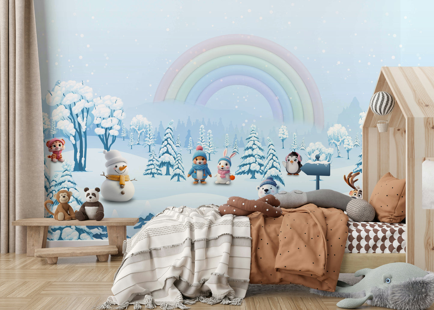 Winter Friends' Rainbow Wall Mural