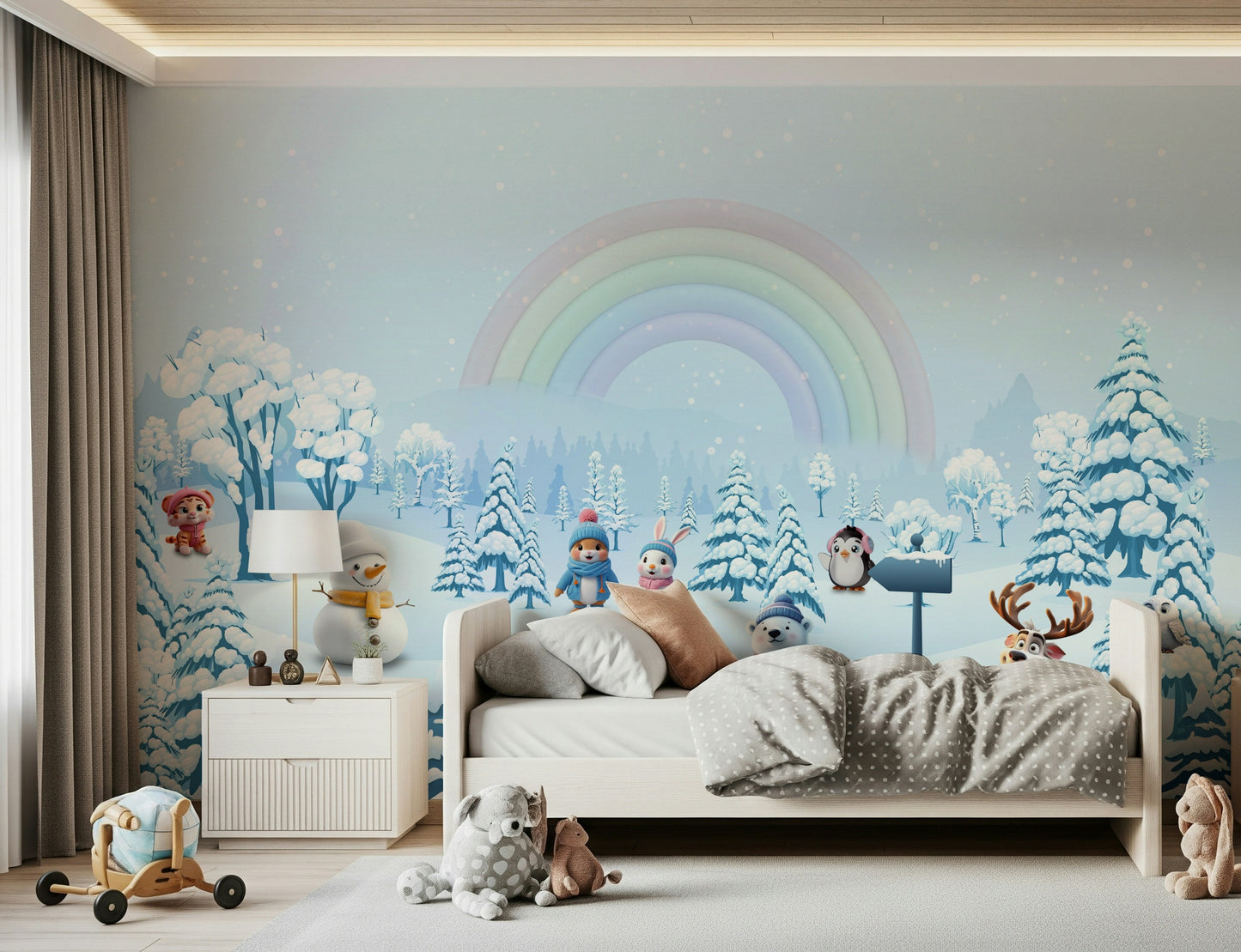 Winter Friends' Rainbow Wall Mural