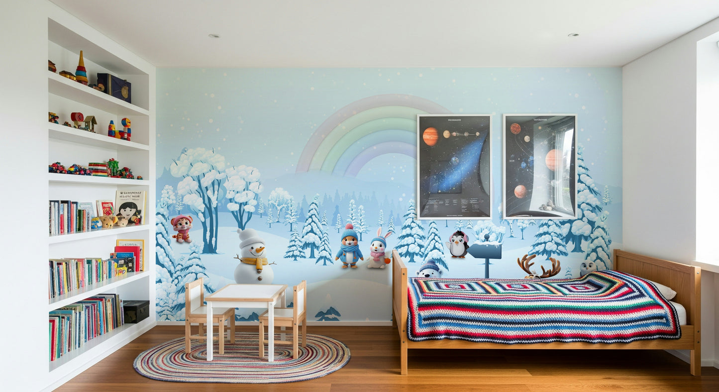 Winter Friends' Rainbow Wall Mural