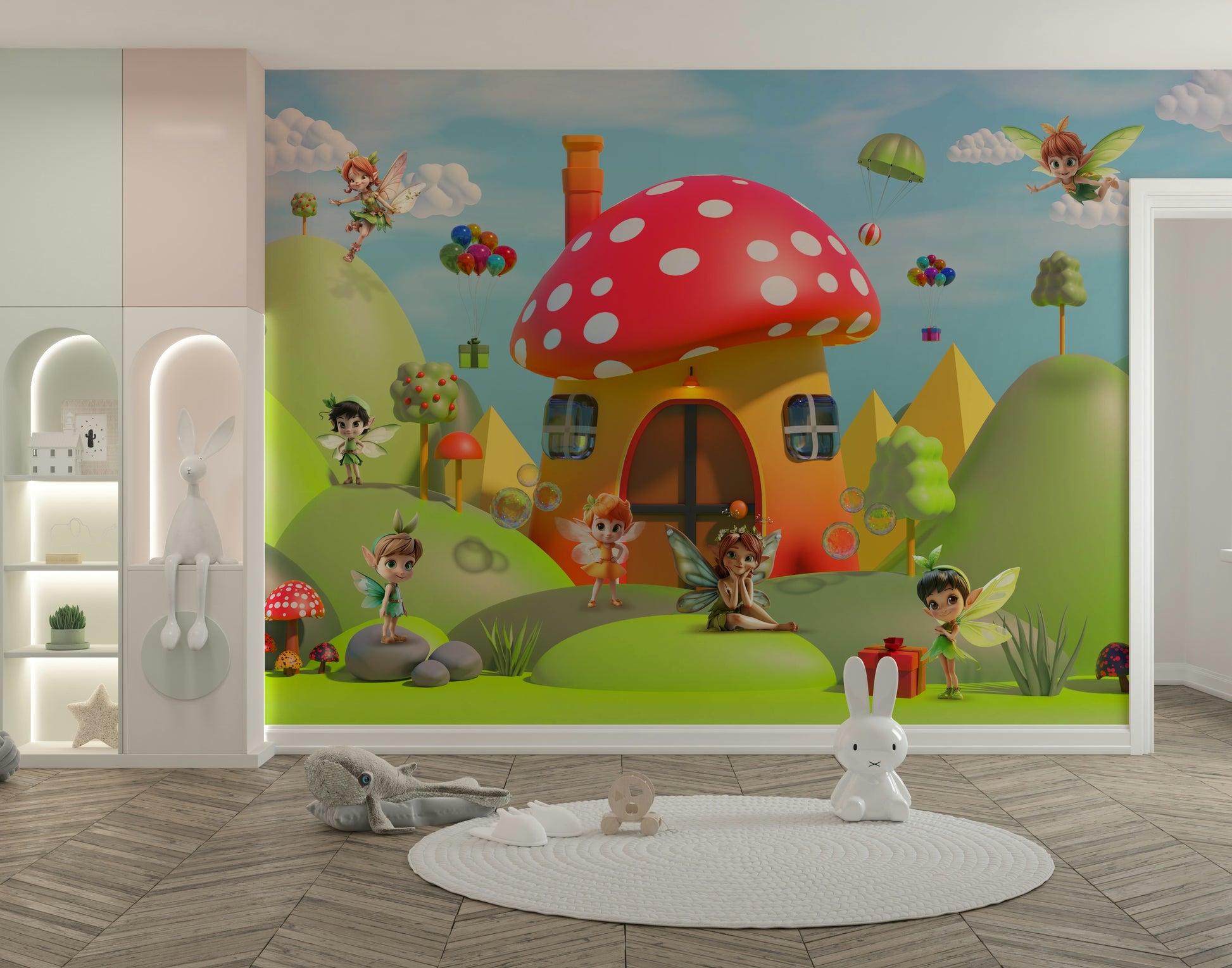 The design feels peaceful and playful.

