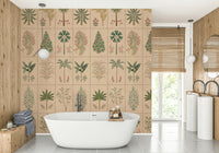 The design features a repeating pattern of soft, graceful flowers and leaves arranged in a tile-like grid.

