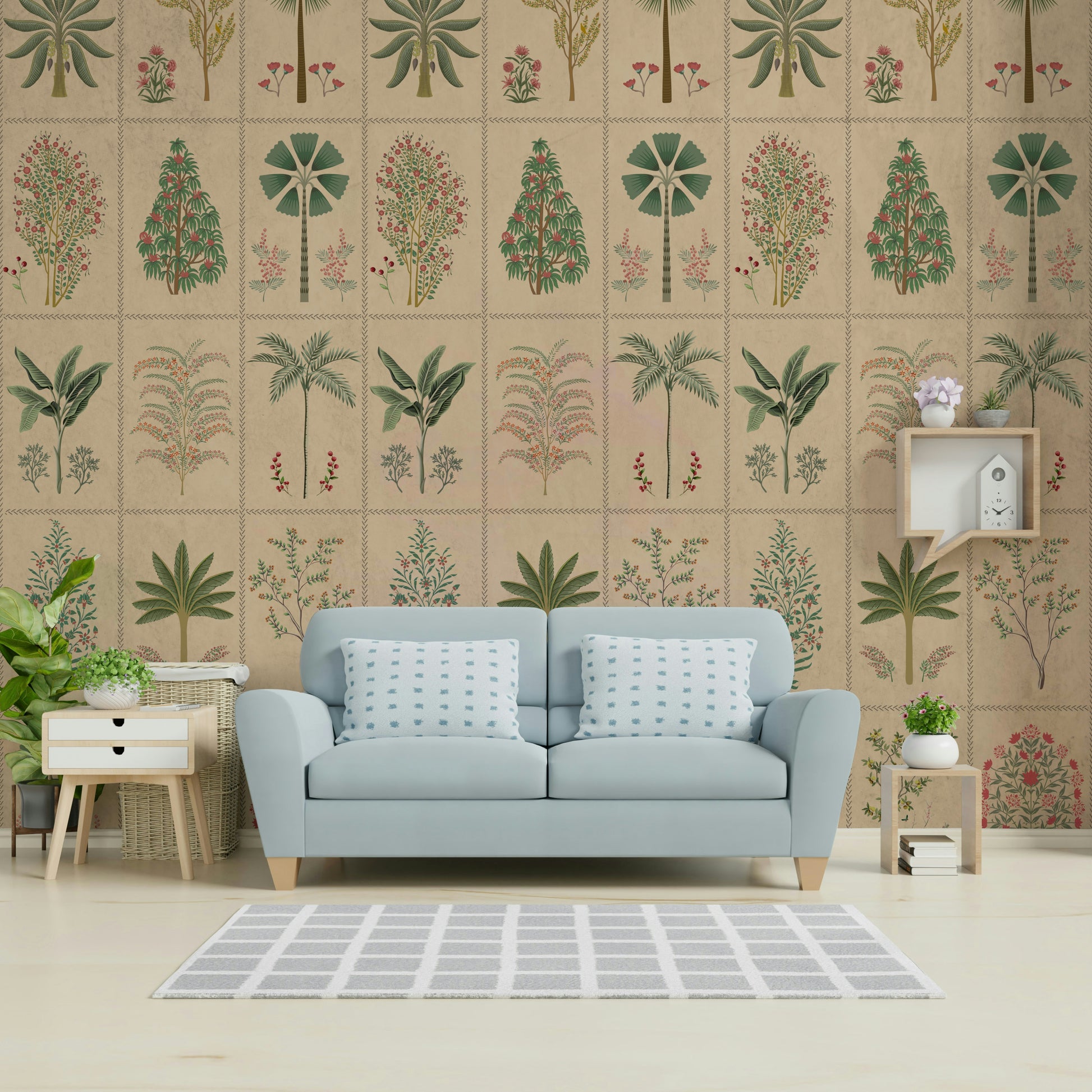 The composition is a harmonious, repeating pattern.

