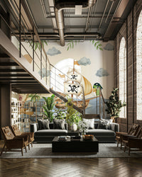 The colors are bright and vibrant, with a lush, nautical palette.

