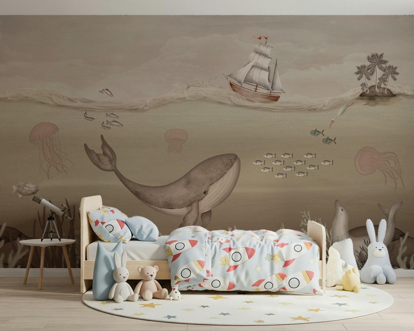 Whale's Journey Wall Mural