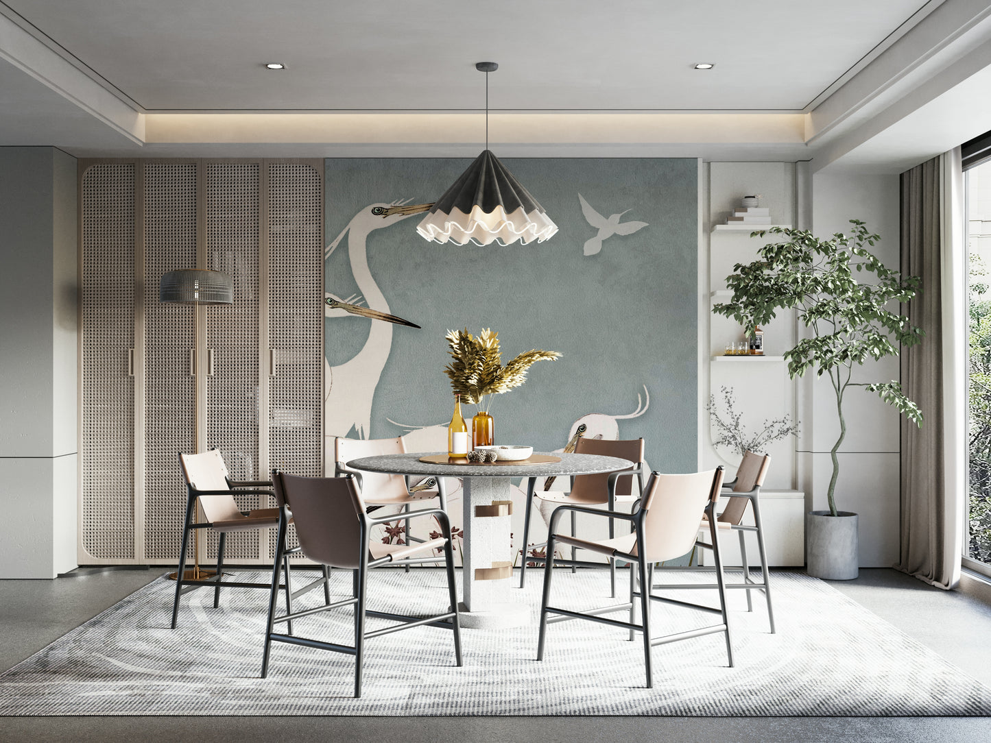 The overall mood is one of quiet and tranquility.
